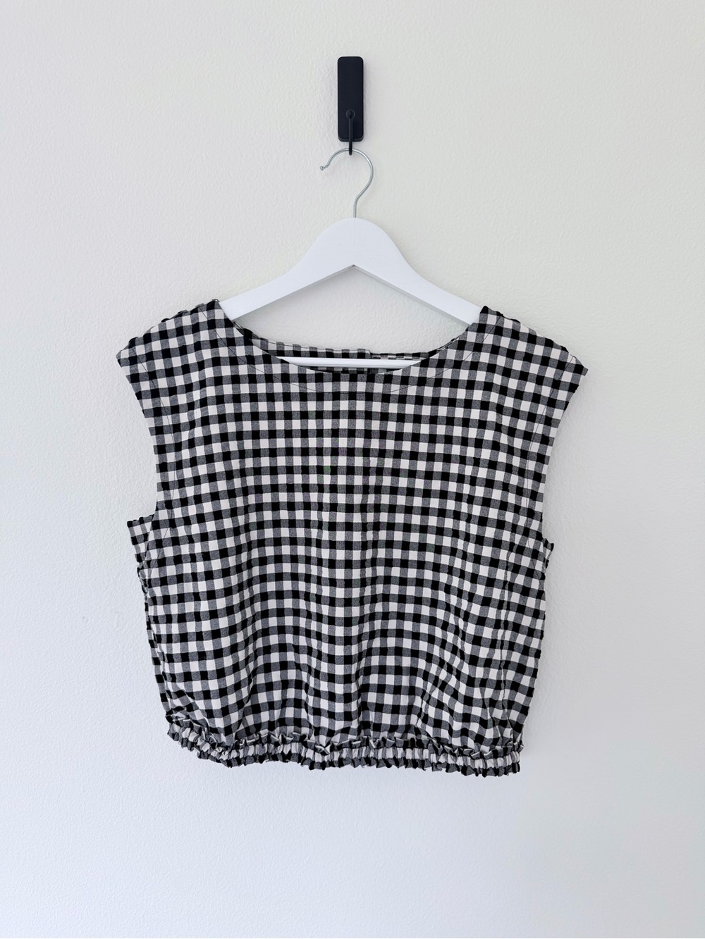 Maeve Anthropologie Black & White Gingham Crop Top Size Medium - Picture 2 of 11